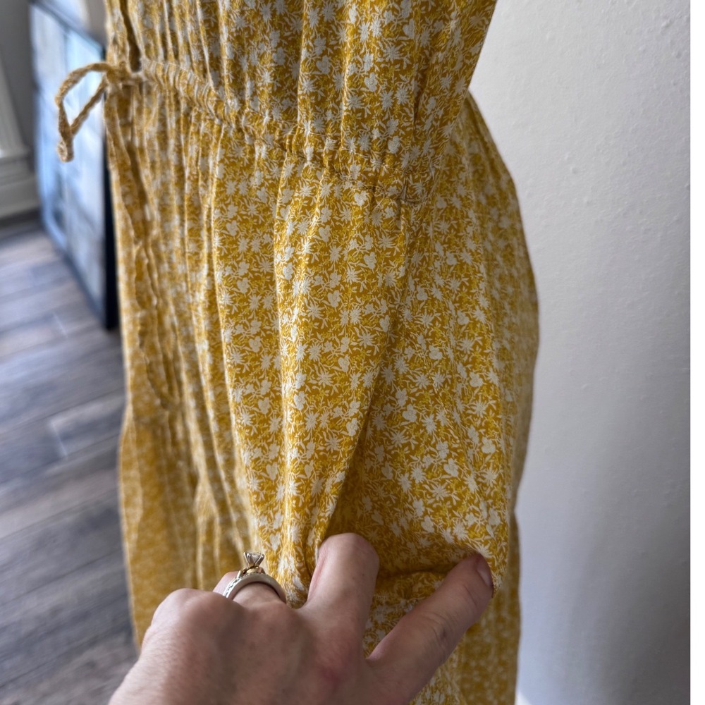 Birds of Paradis Trovata Tiered Midi Dress Flutter Sleeve XS Yellow Floral Fairy - Picture 5 of 6